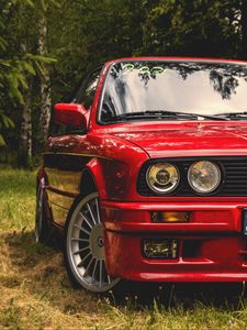 Превью обои bmw e30, bmw, автомобиль, красный