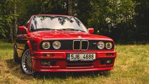 Превью обои bmw e30, bmw, автомобиль, красный