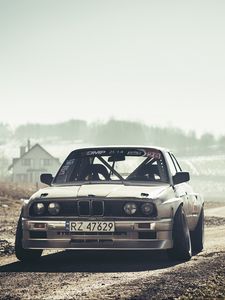 Превью обои bmw, e30, дрифт, вид спереди