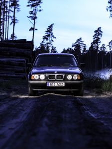 Превью обои bmw e34, bmw, автомобиль, темный