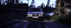 Превью обои bmw e34, bmw, автомобиль, темный