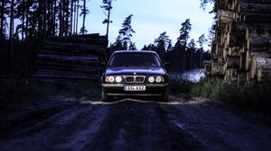 Превью обои bmw e34, bmw, автомобиль, темный