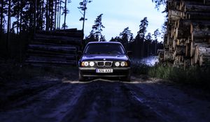 Превью обои bmw e34, bmw, автомобиль, темный