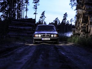 Превью обои bmw e34, bmw, автомобиль, темный