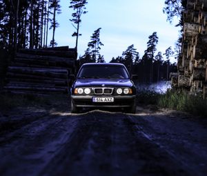 Превью обои bmw e34, bmw, автомобиль, темный