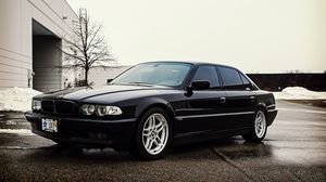 Превью обои bmw, e38, 740i, авто, вид сбоку, черный