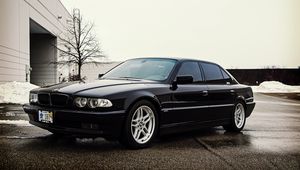 Превью обои bmw, e38, 740i, авто, вид сбоку, черный