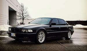 Превью обои bmw, e38, 740i, авто, вид сбоку, черный