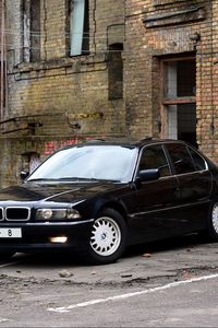 Превью обои bmw, e38, черный, вид сбоку