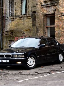 Превью обои bmw, e38, черный, вид сбоку