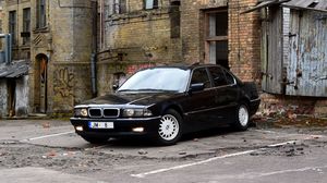 Превью обои bmw, e38, черный, вид сбоку