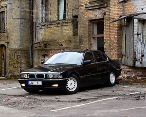 Превью обои bmw, e38, черный, вид сбоку