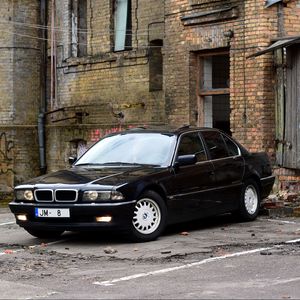 Превью обои bmw, e38, черный, вид сбоку