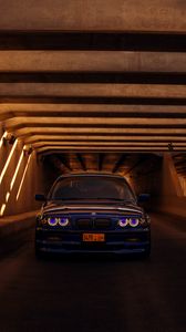 Превью обои bmw e46, bmw, автомобиль, синий, тоннель