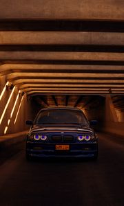 Превью обои bmw e46, bmw, автомобиль, синий, тоннель