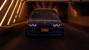 Превью обои bmw e46, bmw, автомобиль, синий, тоннель