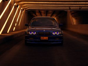Превью обои bmw e46, bmw, автомобиль, синий, тоннель
