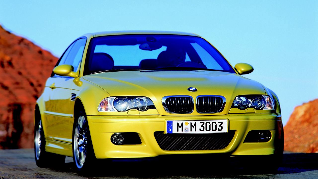 Обои bmw e46 m3, авто, желтый, стиль, движение