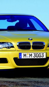 Превью обои bmw e46 m3, авто, желтый, стиль, движение