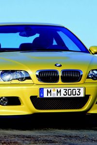 Превью обои bmw e46 m3, авто, желтый, стиль, движение