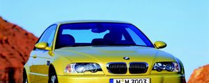 Превью обои bmw e46 m3, авто, желтый, стиль, движение