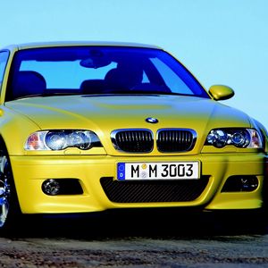 Превью обои bmw e46 m3, авто, желтый, стиль, движение