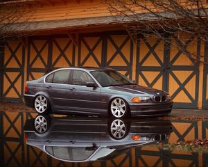 Превью обои bmw, e46, вид сбоку, отражение