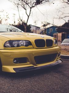 Превью обои bmw, e46, золотистый, вид спереди