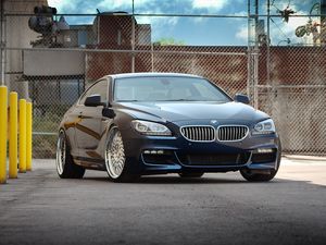 Превью обои bmw, f13, 650i, черный, вид спереди