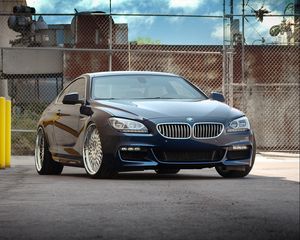 Превью обои bmw, f13, 650i, черный, вид спереди