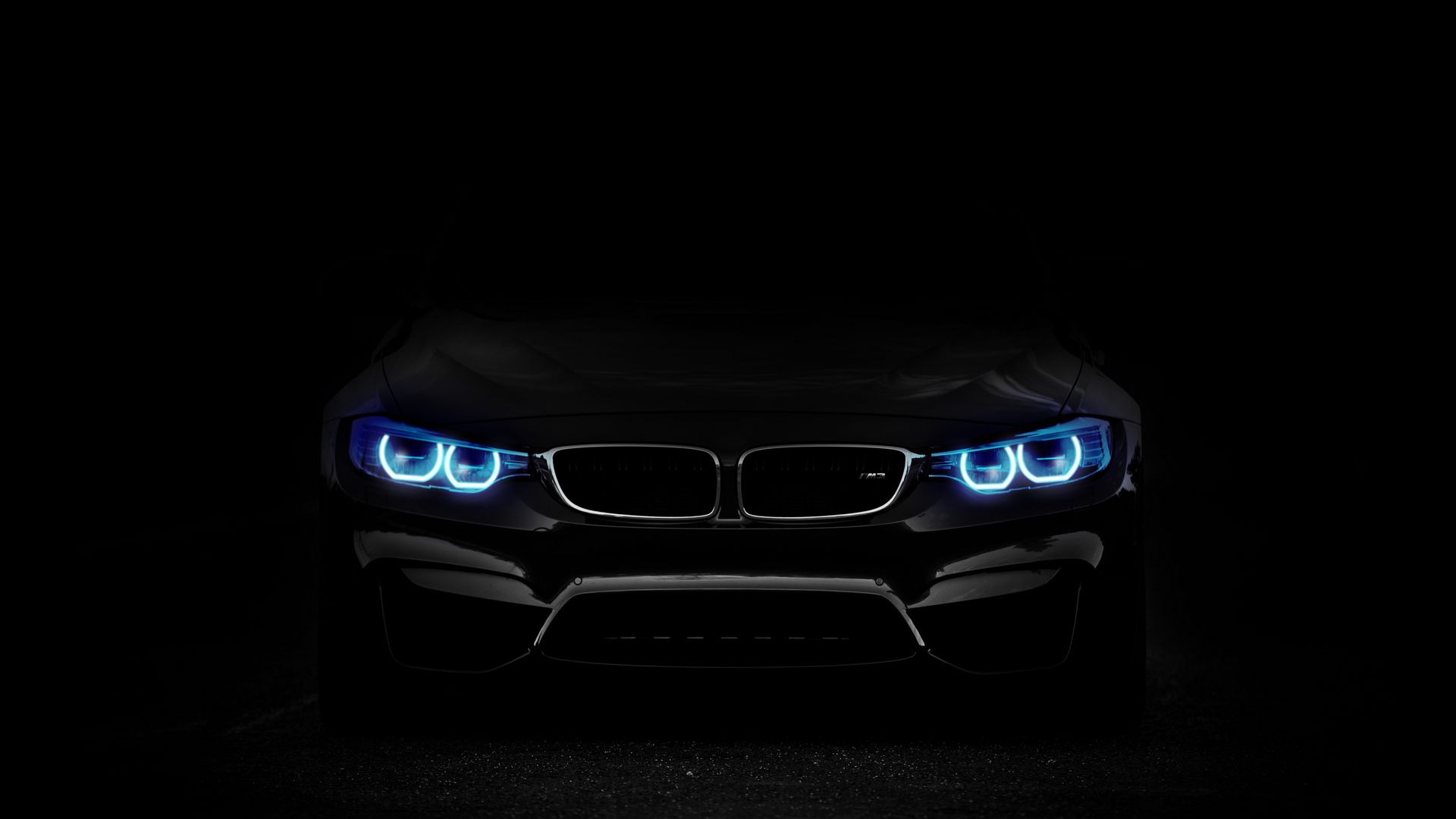 Скачать 1920x1080 bmw, фары, подсветка, автомобиль, темный обои, картинки  full hd, hdtv, fhd, 1080p