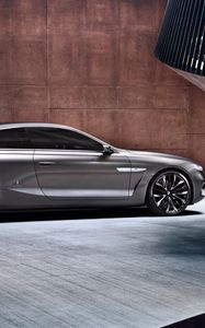 Превью обои bmw, gran lusso, coupe, 2013, серебристый, вид сбоку