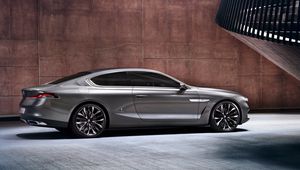 Превью обои bmw, gran lusso, coupe, 2013, серебристый, вид сбоку