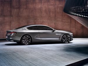 Превью обои bmw, gran lusso, coupe, 2013, серебристый, вид сбоку