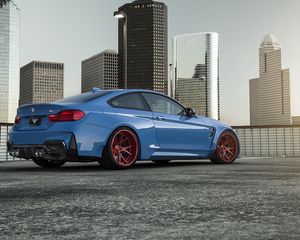 Превью обои bmw, gtrs4, vorsteiner, синий, вид сзади