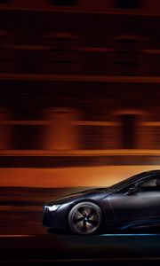 Превью обои bmw i8, bmw, скорость, движение, ночь