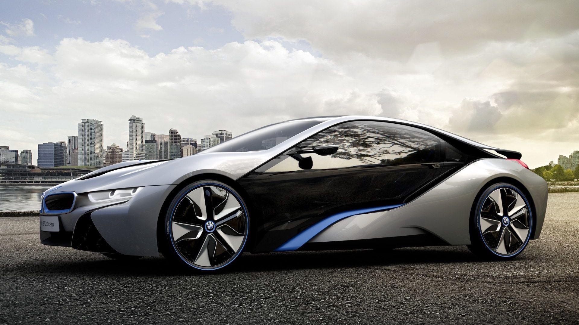 Скачать 1920x1080 bmw, i8, концепция, авто, темный обои, картинки full hd,  hdtv, fhd, 1080p