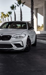 Превью обои bmw m2, bmw, автомобиль, белый, вид спереди