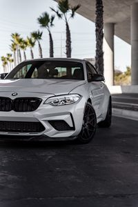 Превью обои bmw m2, bmw, автомобиль, белый, вид спереди