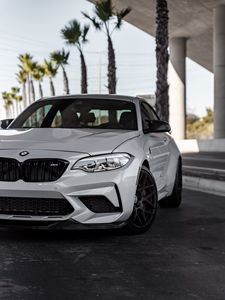 Превью обои bmw m2, bmw, автомобиль, белый, вид спереди