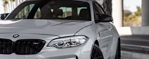 Превью обои bmw m2, bmw, автомобиль, белый, вид спереди