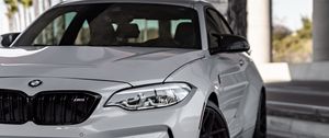 Превью обои bmw m2, bmw, автомобиль, белый, вид спереди