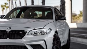 Превью обои bmw m2, bmw, автомобиль, белый, вид спереди