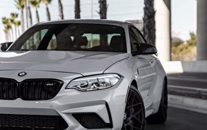 Превью обои bmw m2, bmw, автомобиль, белый, вид спереди