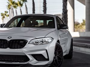 Превью обои bmw m2, bmw, автомобиль, белый, вид спереди