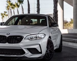 Превью обои bmw m2, bmw, автомобиль, белый, вид спереди