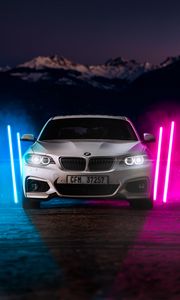 Превью обои bmw m2, bmw, автомобиль, белый, неон