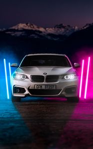 Превью обои bmw m2, bmw, автомобиль, белый, неон