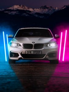 Превью обои bmw m2, bmw, автомобиль, белый, неон