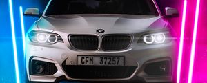 Превью обои bmw m2, bmw, автомобиль, белый, неон